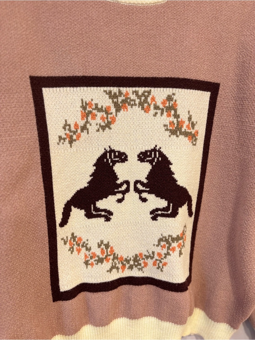 Anthropologie Flat White Women's Vintage Horse Western Crewneck Sweater Medium - Picture 2 of 6